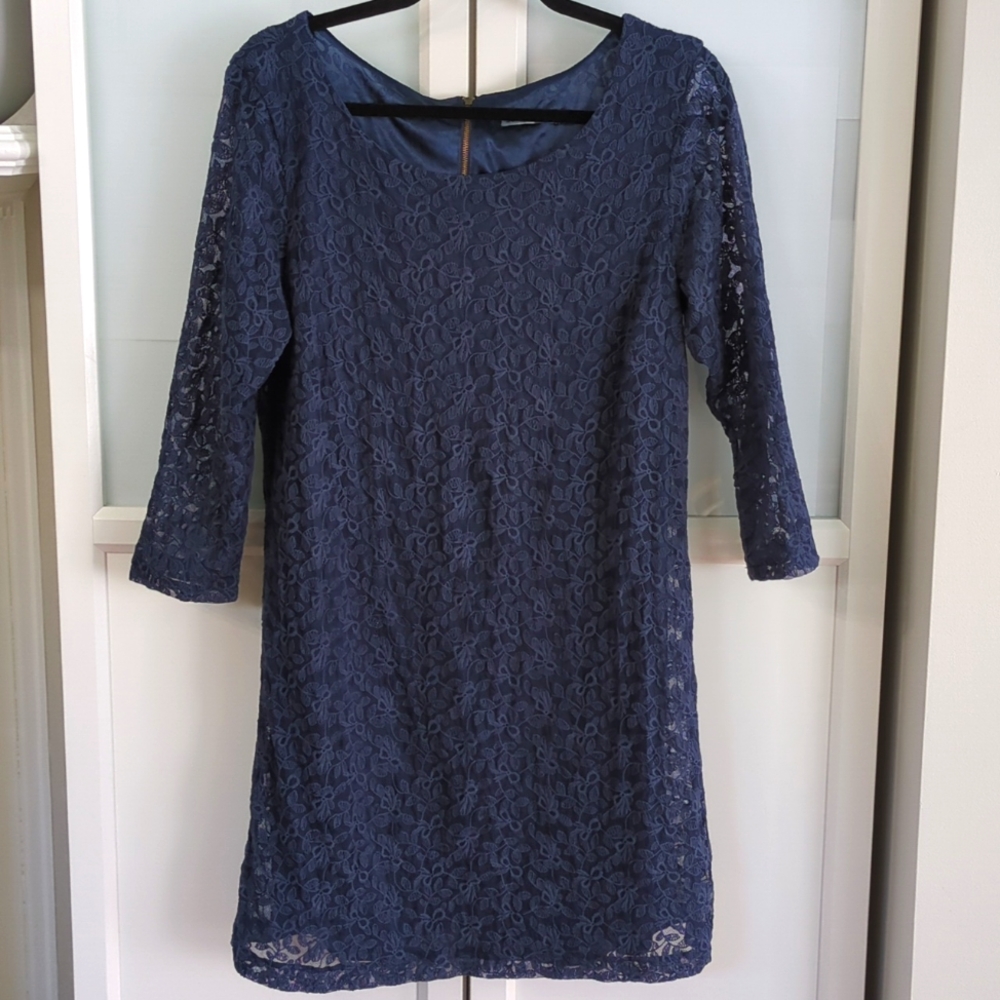 Soaked in Luxury | Navy Blue Lace Sheath Dress Special Occasion Party Date | XL